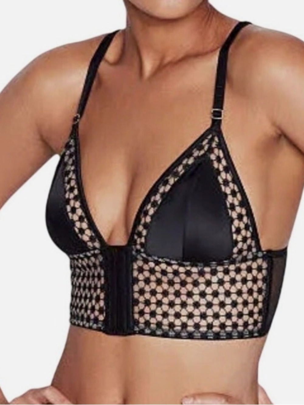 NWT Victoria Secret Luxe Starburst Long Line Triangle Bralette Size L